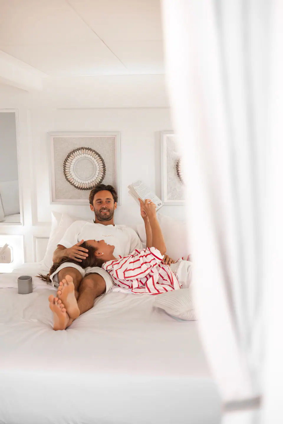 Luxury cabin interior with couple