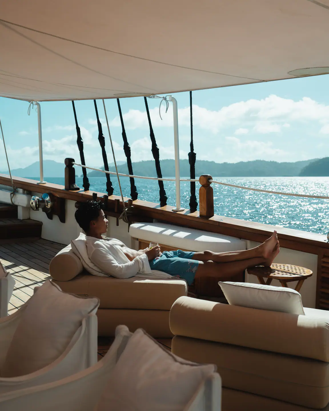 Relaxing on deck with ocean views