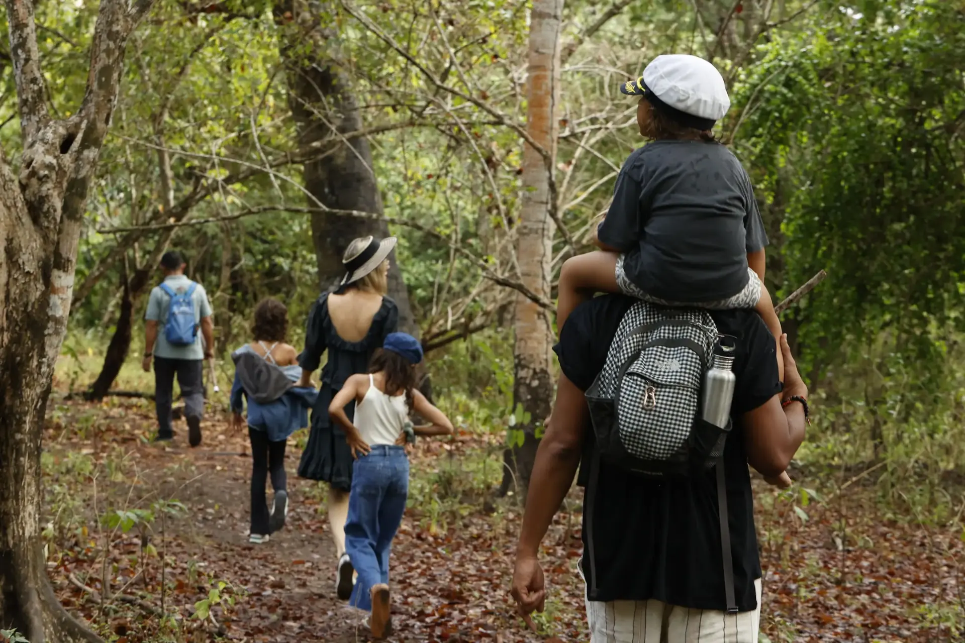Family jungle trekking