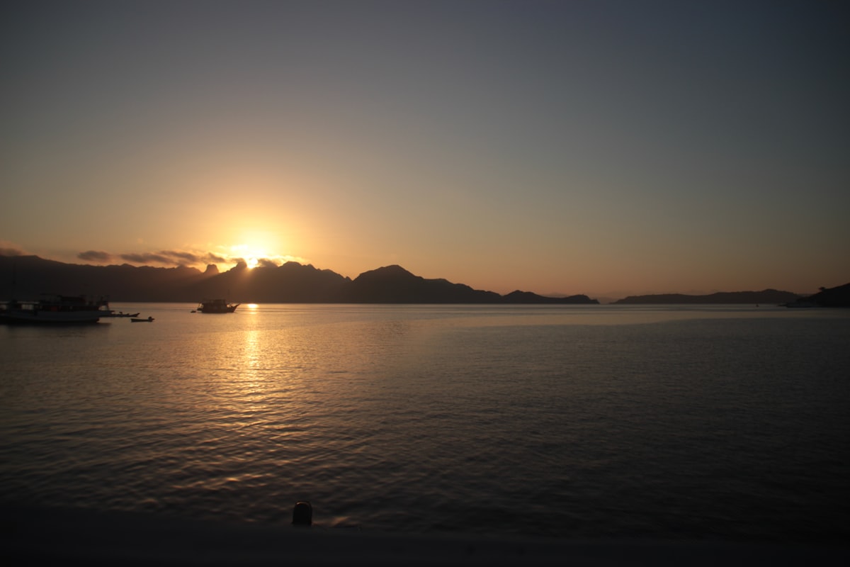 Flores coastline sea at golden hour Indonesia