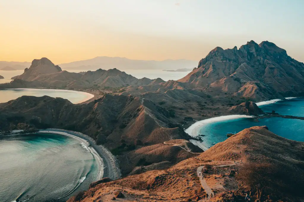 Padar Island panoramic viewpoint with three bays Komodo National Park yacht charter